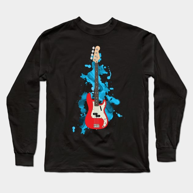 P-style Bass Guitar Fiesta Red Color Long Sleeve T-Shirt by nightsworthy